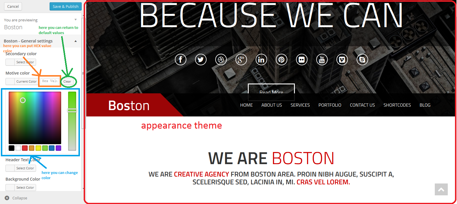 Customize Boston — WordPress