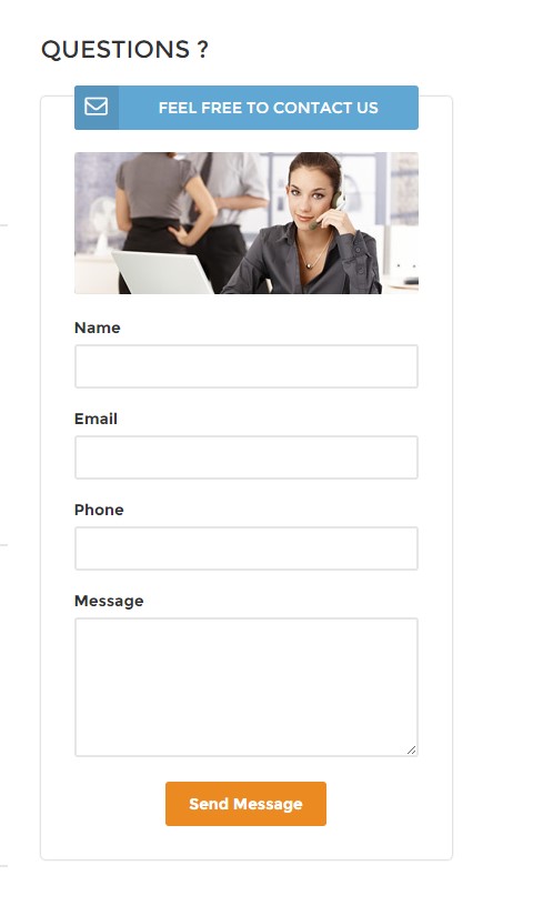 Contact form in sidebar