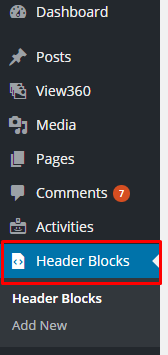 Header blocks list